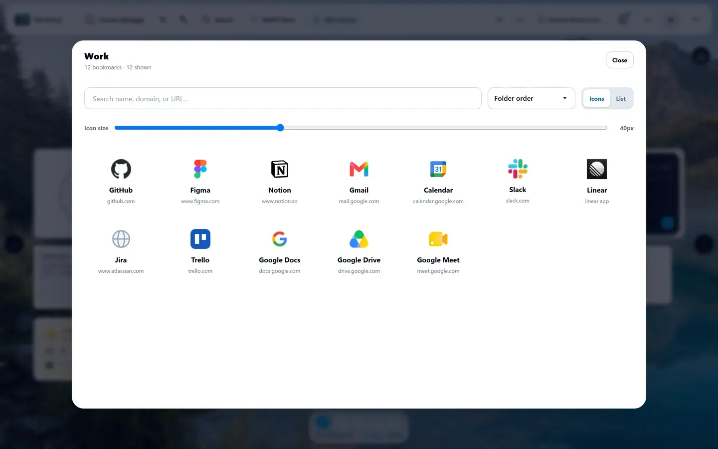 NESKTOP visual bookmark folders using demonstration links